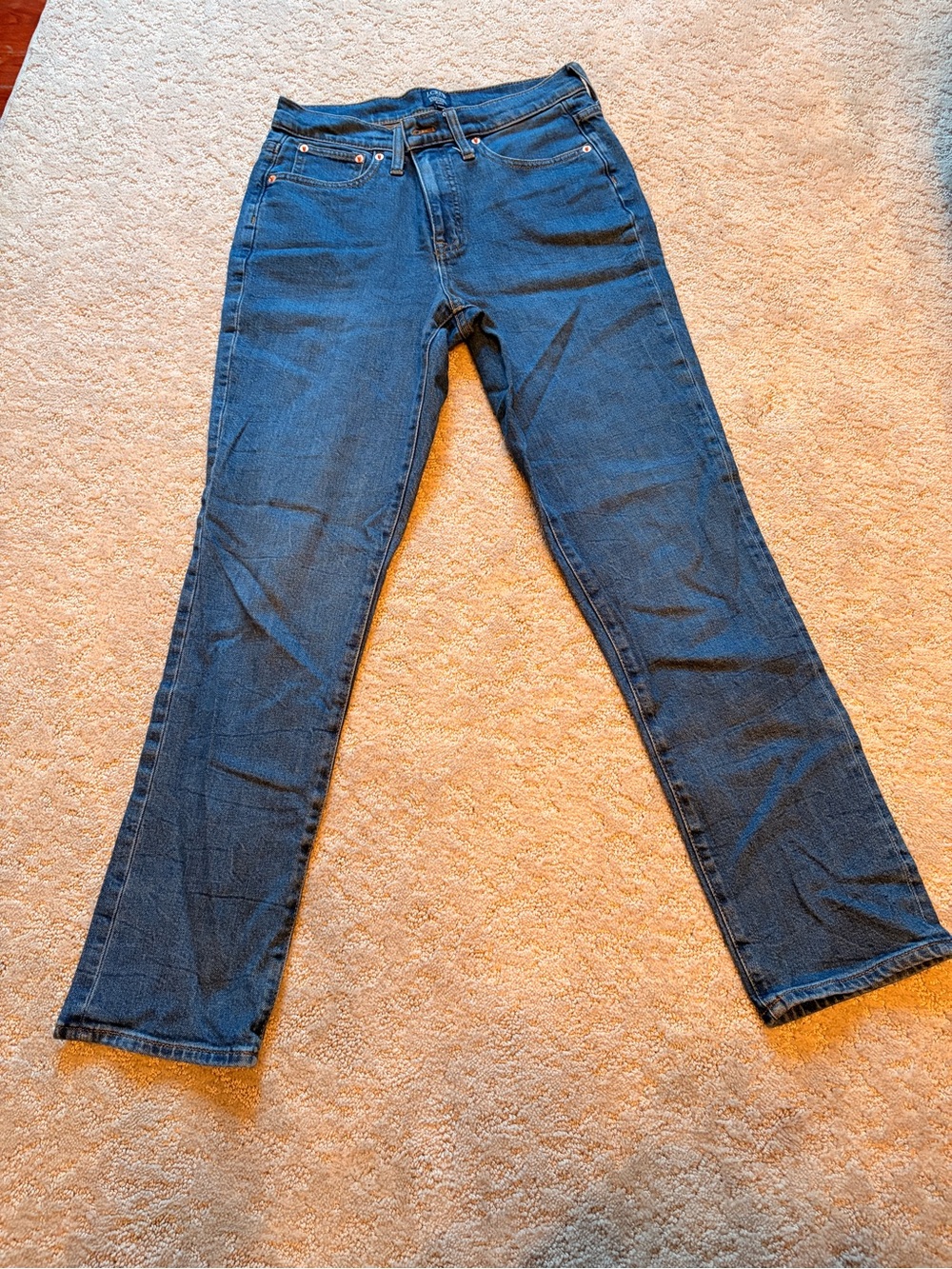 J. Crew Women's Essential Straight Leg Jeans in Deep Blue Wash 27 Tall